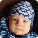 woolen hat with duck pattern, blue
